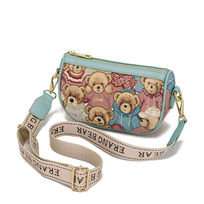 Women's Bear Attachment Fashion Underarm Commuter Niche Crossbody Bags