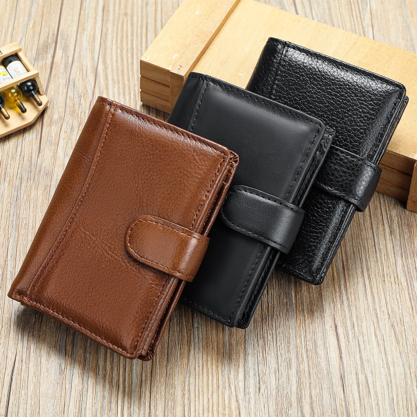 Men's Leather Multifunctional Short Top Layer Cowhide Men's Wallets