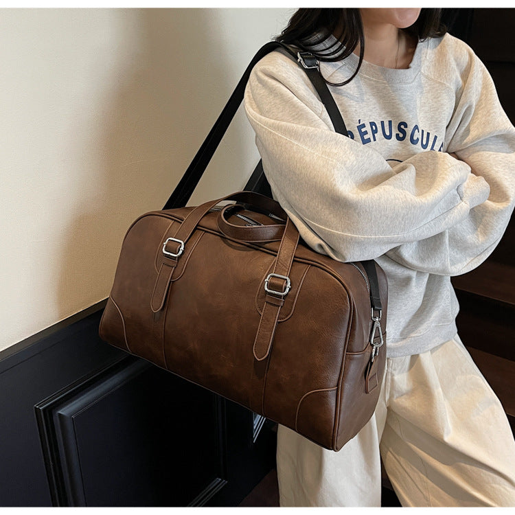 Women's Advanced Texture Korean Retro Black One Travel Bags