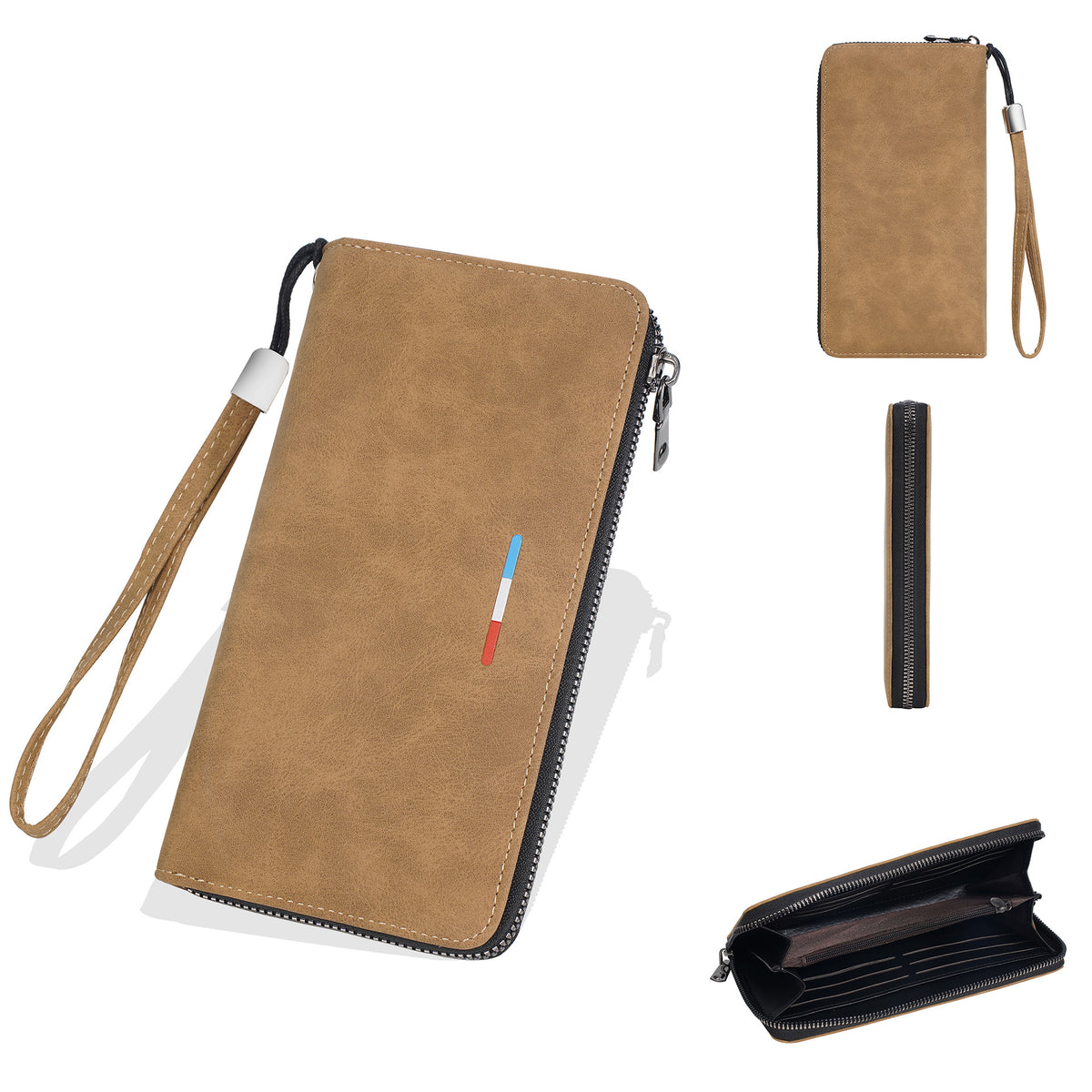 Men's Large Capacity High Sense Business Soft Flexible Leather Vintage Zipper Men's Wallet
