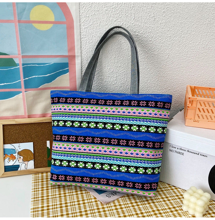 Women's Canvas Large Capacity Printed Korean Style Women's Shoulder Bag