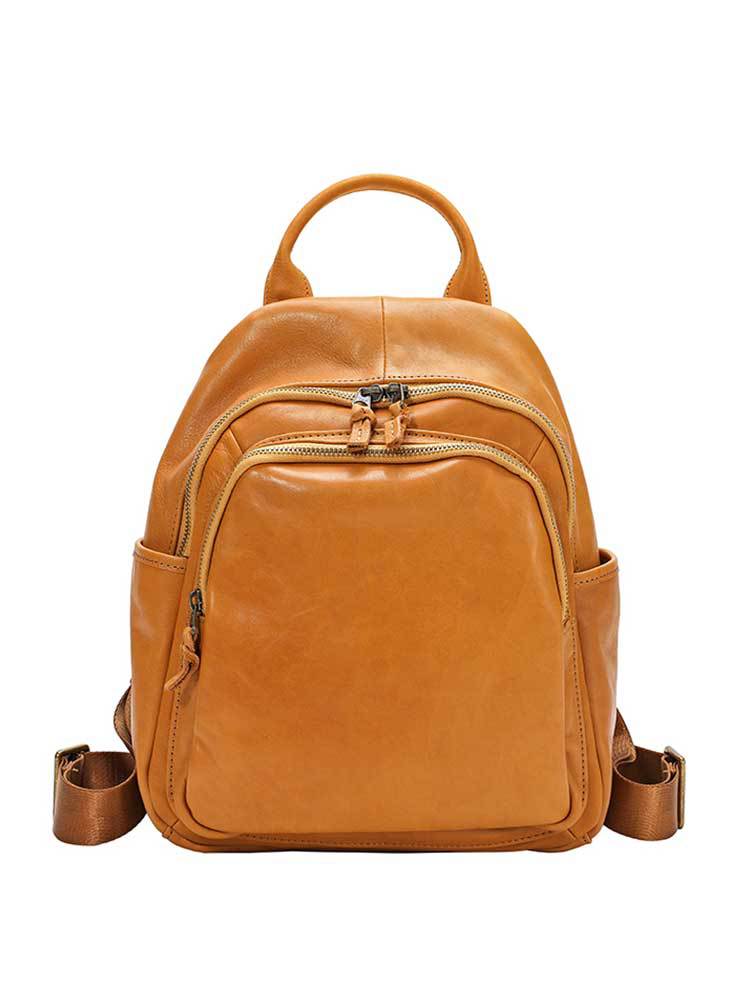 Vegetable Tanning Leather Waxing First Layer Water Dyed Retro Backpacks