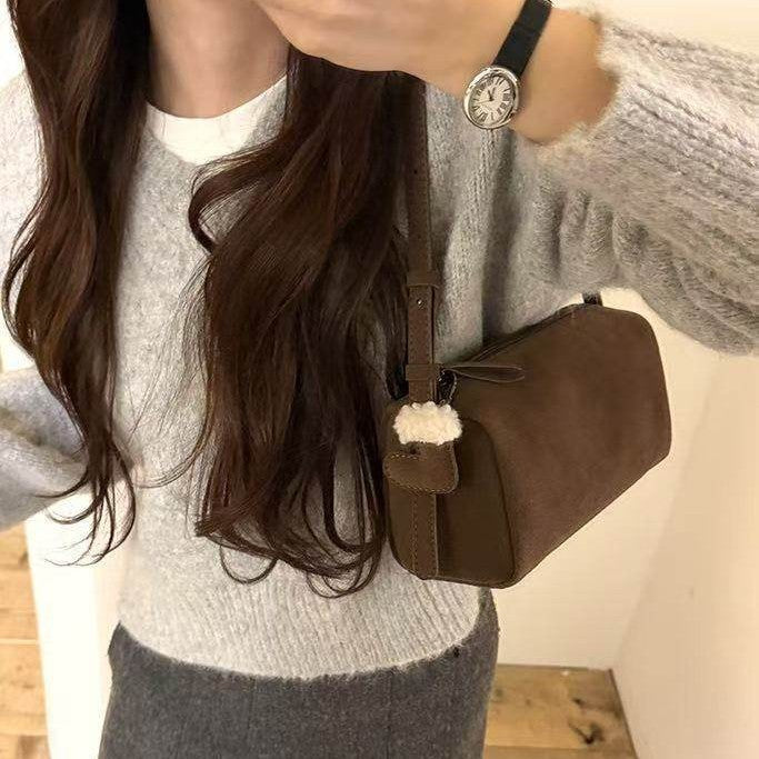 Women's Suede Pillow Underarm Toast Matte Texture Bags