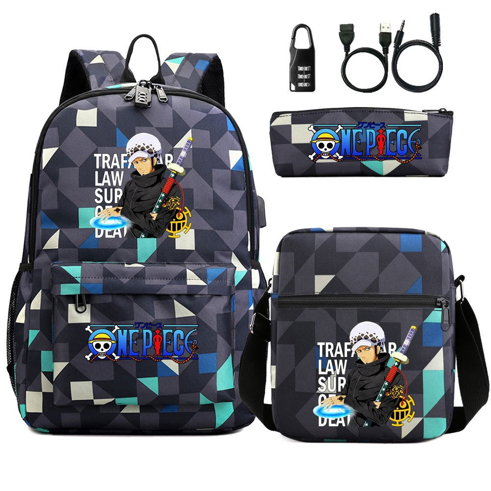 Women's & Men's & Cartoon One Piece Password Pencil Middle School Students' Schoolbags