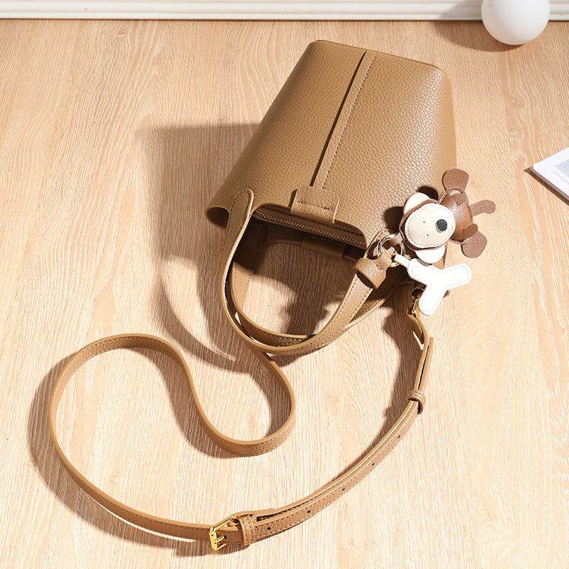 Women's Genuine Leather Light Luxury Minority Versatile Bucket Bags