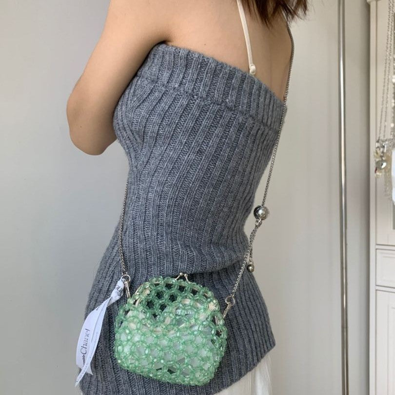 Clip Handmade Beaded Acrylic Horn Pearl Crossbody Bags