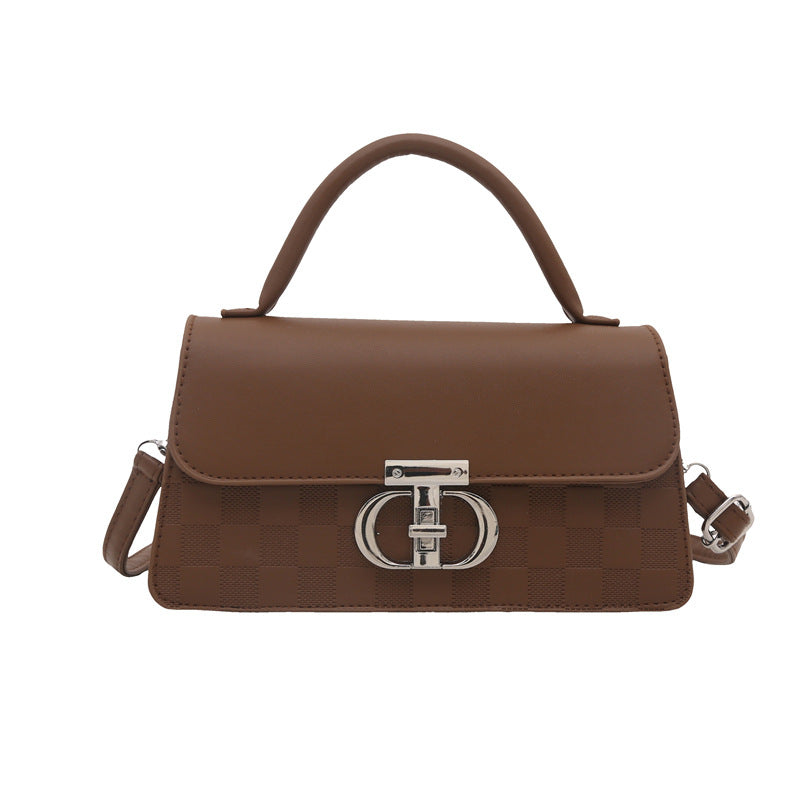 Textured Solid Color Retro Lady Temperament Commuter Women's Shoulder Bag