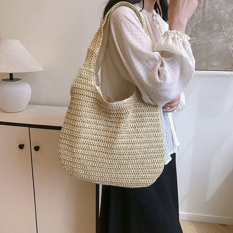 Women's Straw Silk Scarf Personality Trendy Vacation Style Large Capacity Shoulder Bags