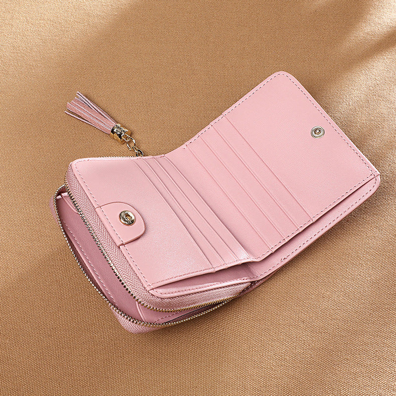 Women's Leather Couple Korean Style Tassel Mini Purses