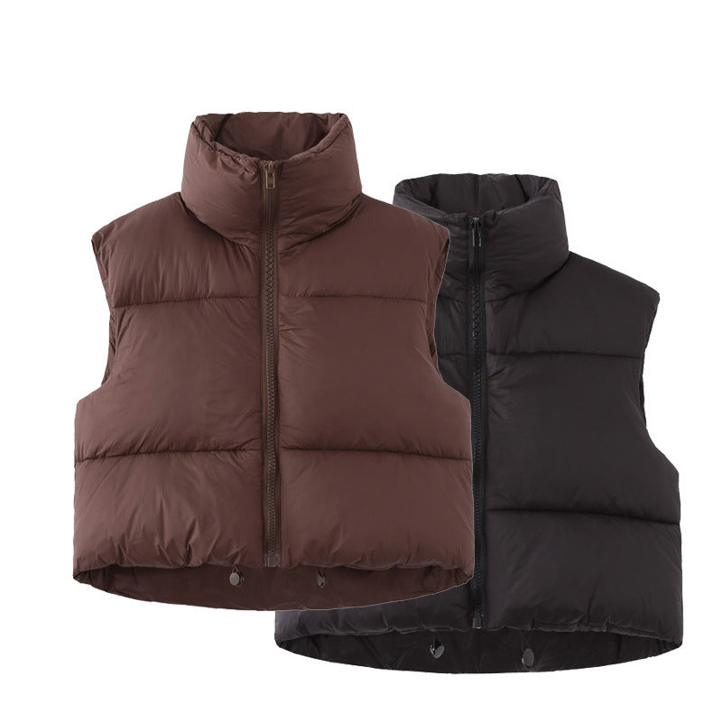 Women's Cotton Stand Collar Fashion Thickened Warm Vests