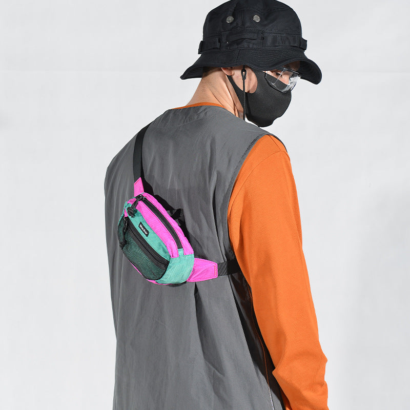Women's & Men's & Fashion Contrast Color Style Waterproof Men's Chest Bags