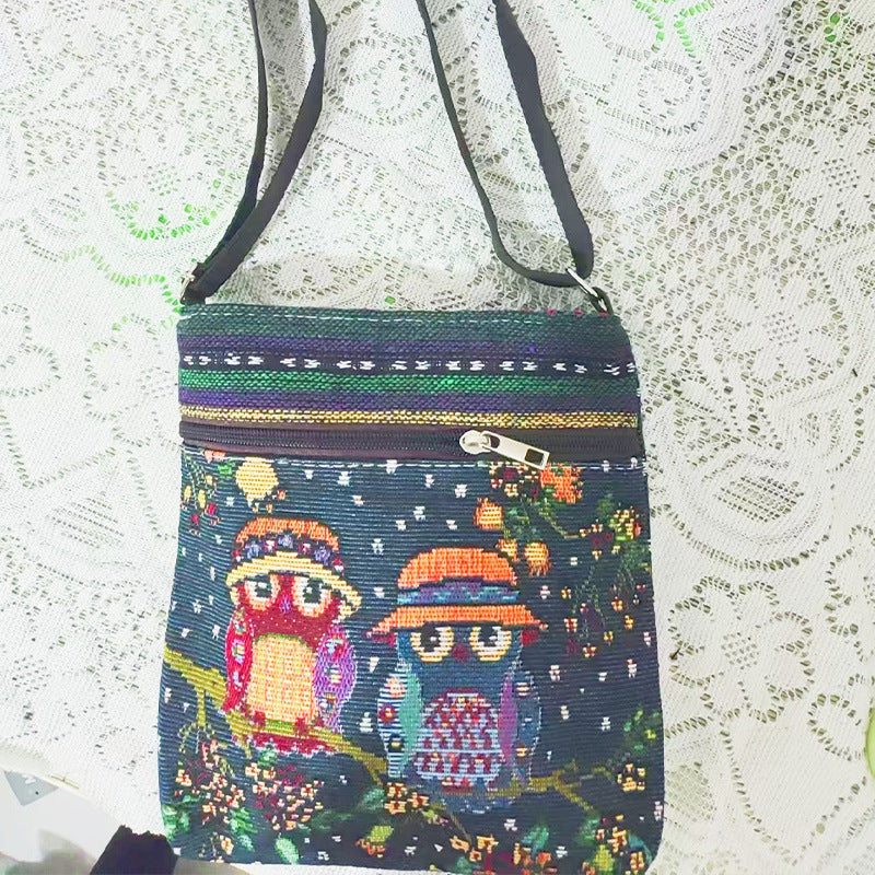 Women's Elephant Owl Shopping Canvas Trendy Women's Messenger Bag