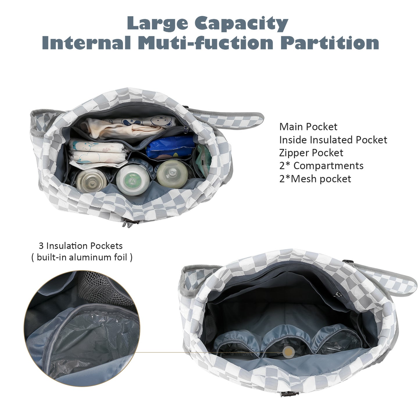 For Moms Waterproof Nylon Diaper Maternal Plaid Large Bags