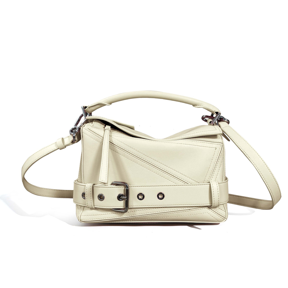 Women's Autumn First Layer Cowhide Geometric Motorcycle Genuine Leather Large Women's Handbag