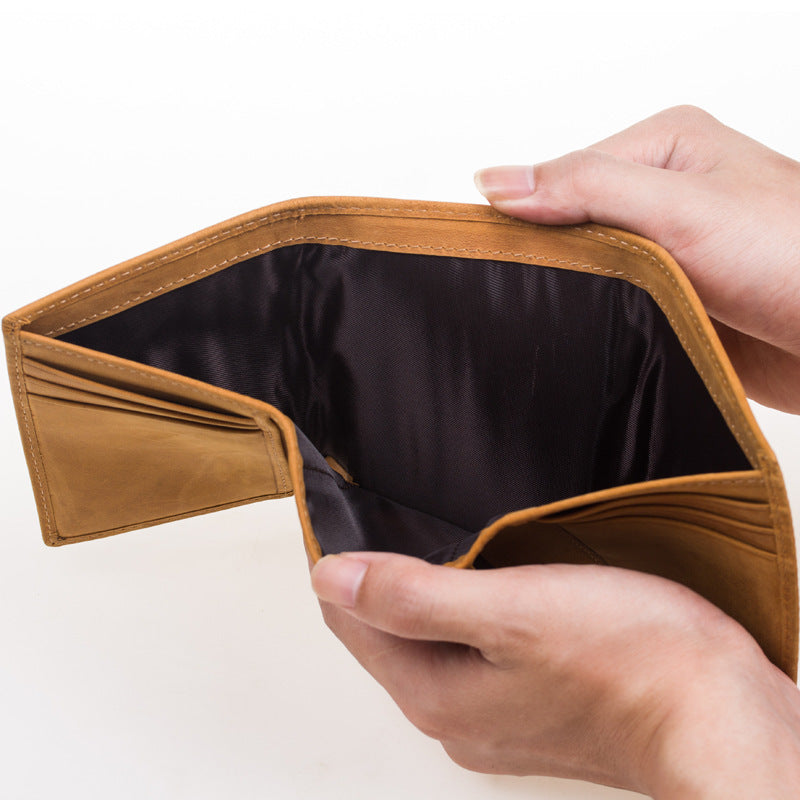 Men's Gift For Grandson Genuine Leather Crazy Men's Wallets