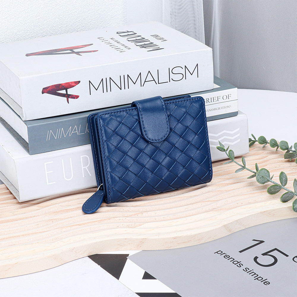 Leather Weave Unisex Multiple Slots One Ladies Wallets