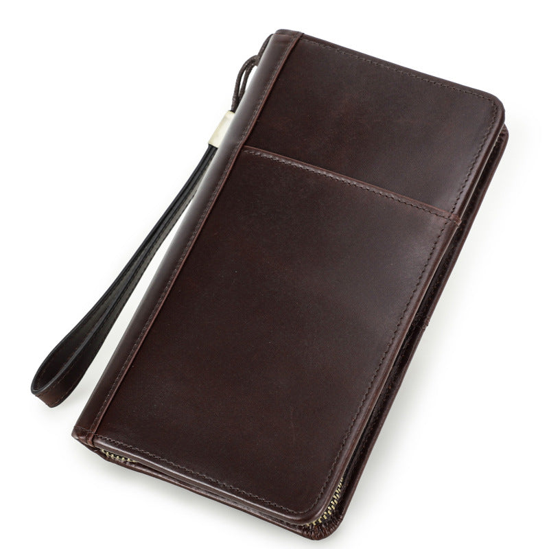 Men's Layer Cowhide Swiping Clutch Multifunctional Zipper Men's Handbags