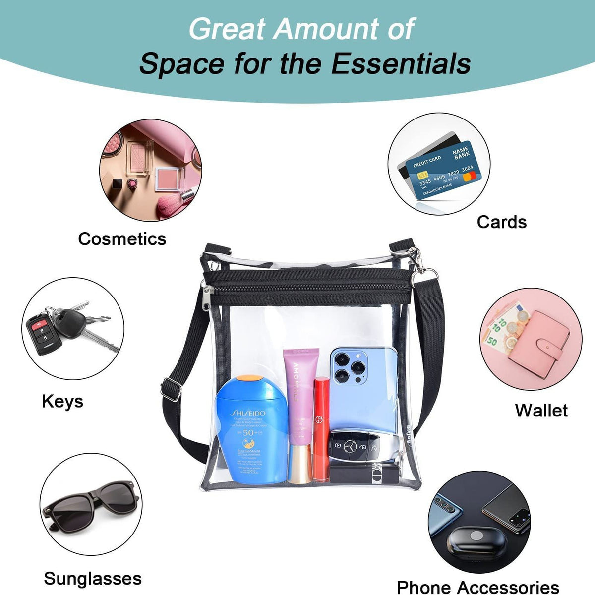 Women's Transparent Gel Stadium Stand Lightweight Bags