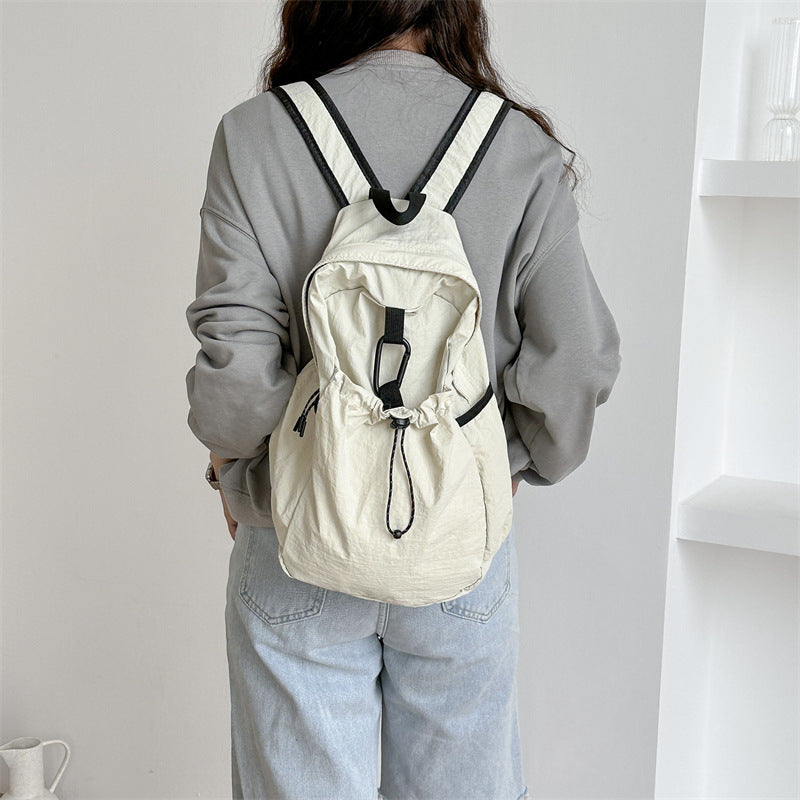 Women's Korean Style Pure Color Nylon Large Backpacks