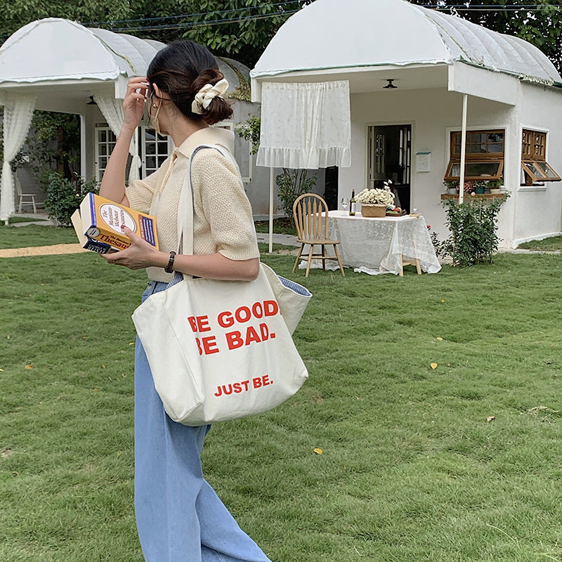Capacity Double-sided Thick Canvas Female Dumpling Women's Shoulder Bag