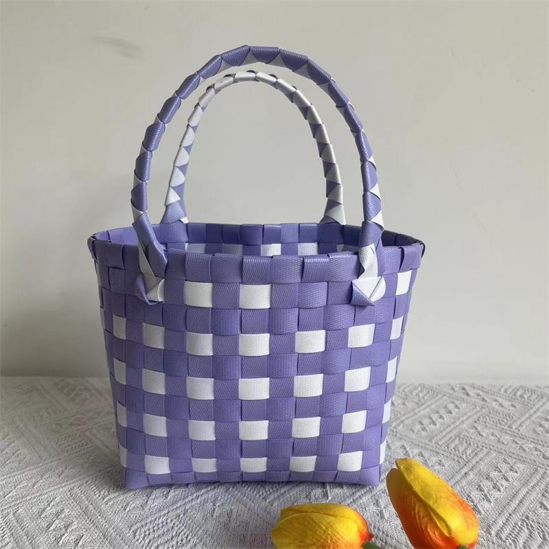 Basket Niche Color Plaid Hand Gift Small Square Bags