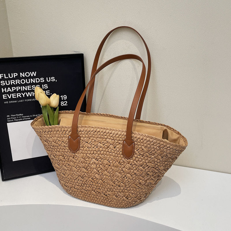 Women's Large Capacity Straw Korean Beach Fashion Shoulder Bags
