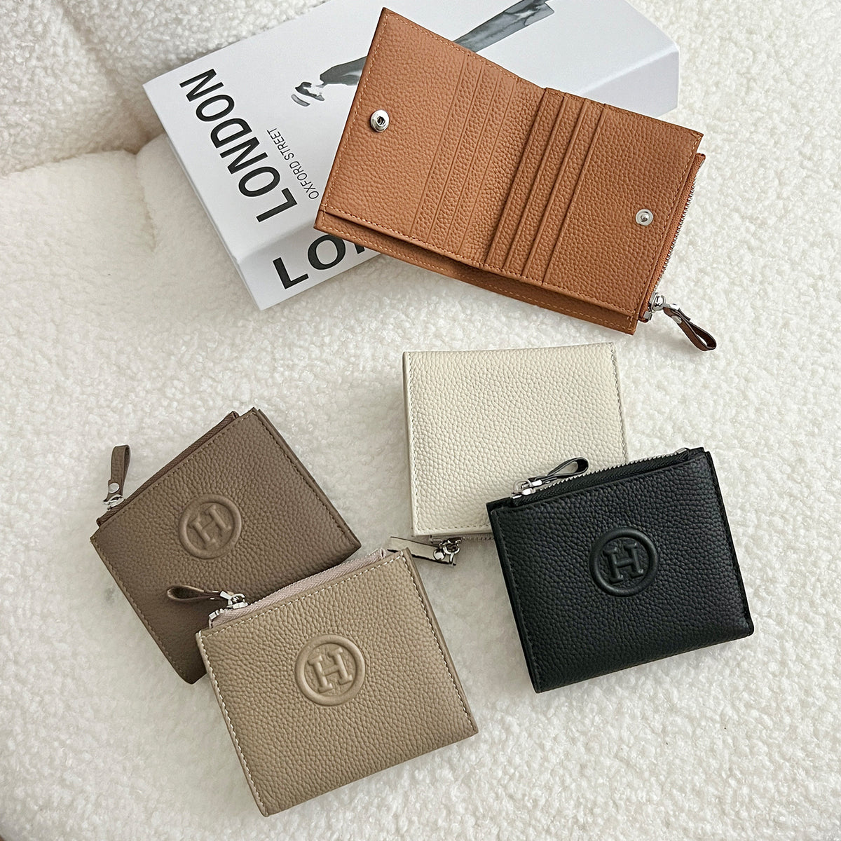 Women's Cowhide Short Half Fold Multiple Slots Ladies Wallet