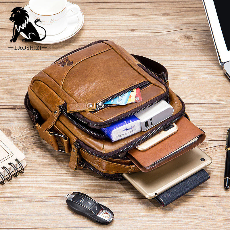 Men's Cowhide Genuine Leather Fashion Large Capacity Men's Shoulder Bags
