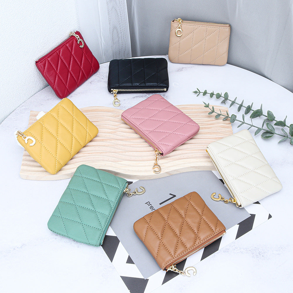 Women's Fashion Thin Section Zipper Leather Embroidered Ladies Wallet