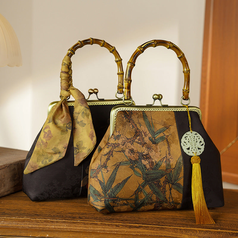 Cheongsam Printed Ancient Style Banquet Portable Handbags