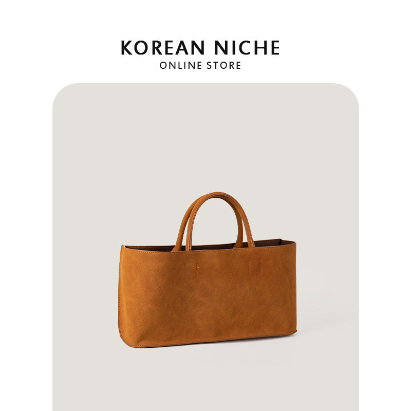 Women's Korean Niche Minimalist Suede Large Capacity Tote Bags