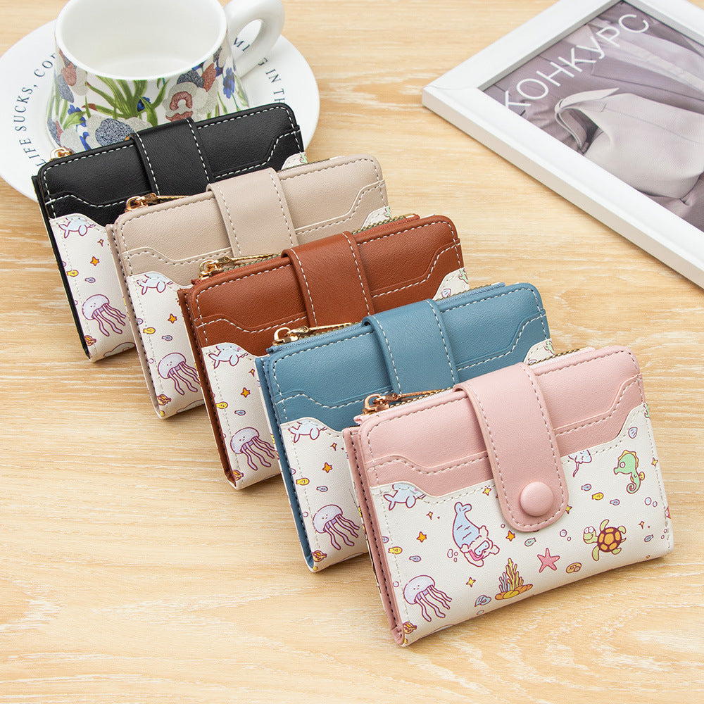 Attractive Style Cute Cartoon Short Zipper Coin Purses