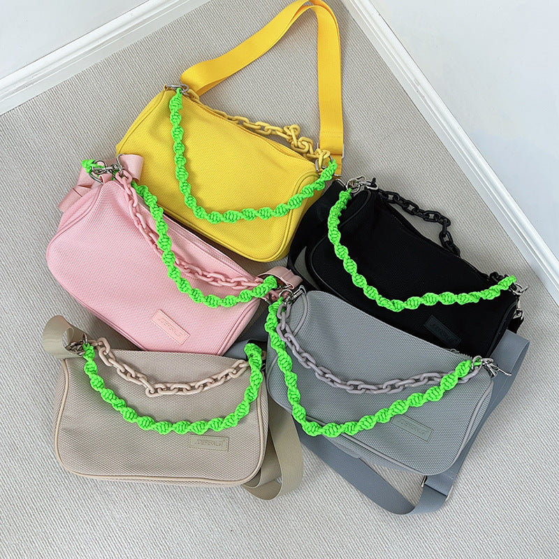 Macaron Female Fashion Grid Chain Large Shoulder Bags