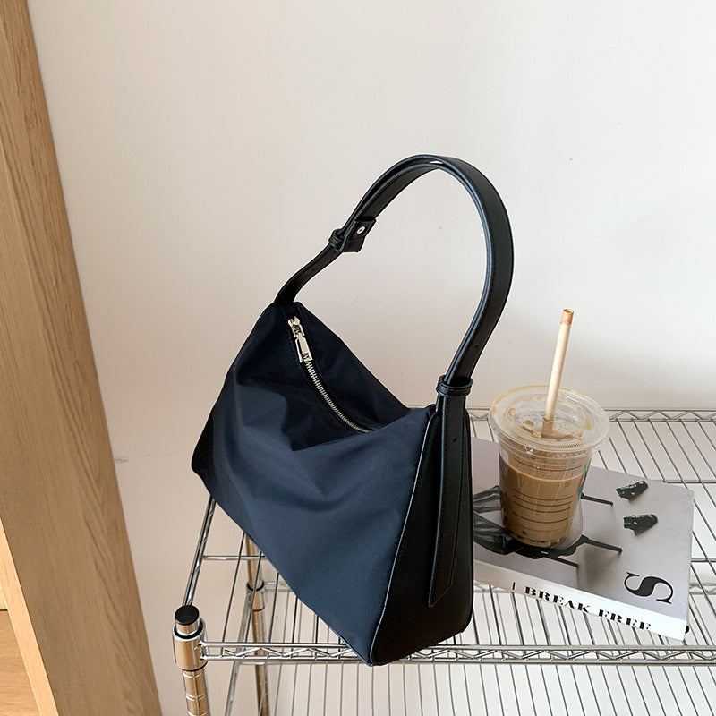 Women's Nylon Stitching Large Capacity Underarm Pure Shoulder Bags