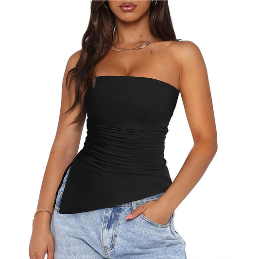 Summer Hot Fold Split Irregular Tube Tops