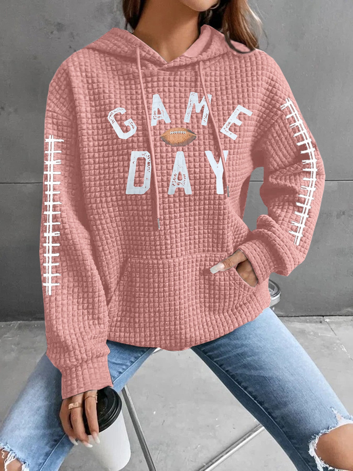 Women's Waffle Round Neck Long-sleeved Solid Color Sweaters