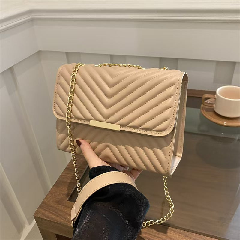 Indentation Diamond Quilted Fashion Simple Autumn Retro Textured Women's Shoulder Bag