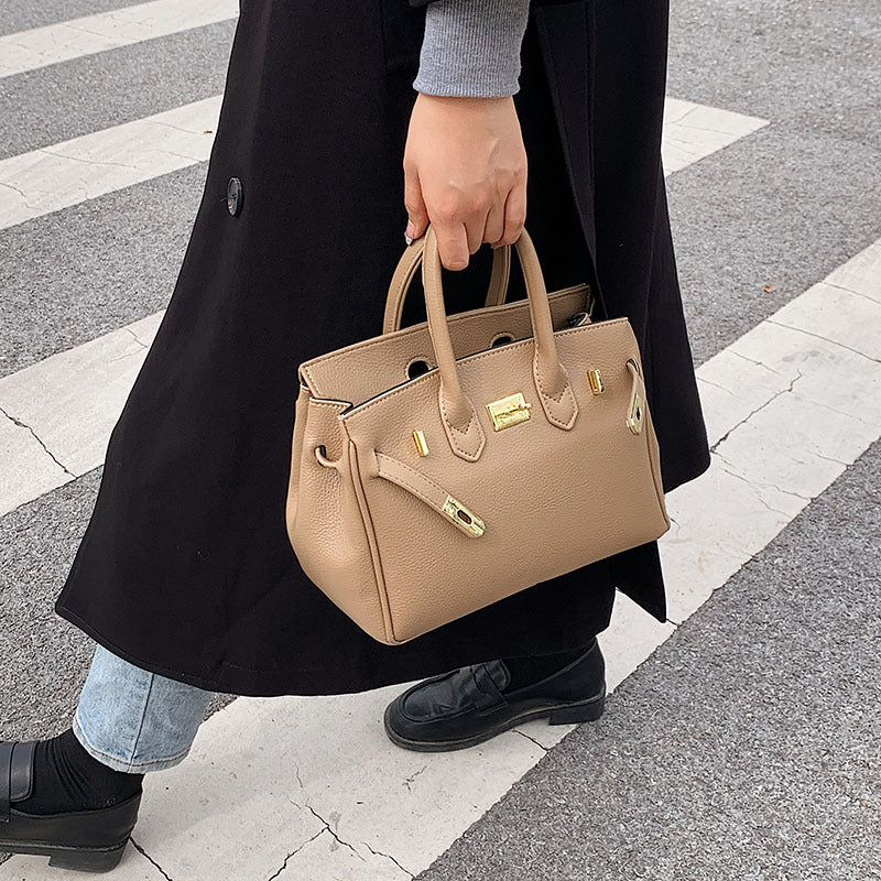 Women's Advanced Texture Lychee Pattern Fashion Large Shoulder Bags