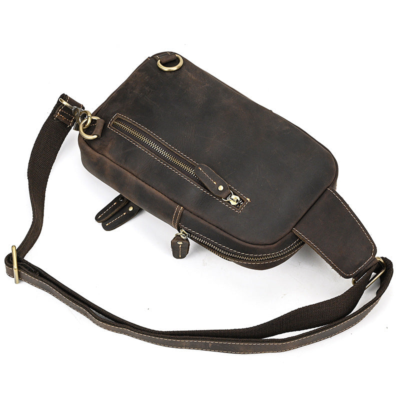 Men's Crazy Horse Leather Leisure Cowhide Commuting Men's Chest Bags