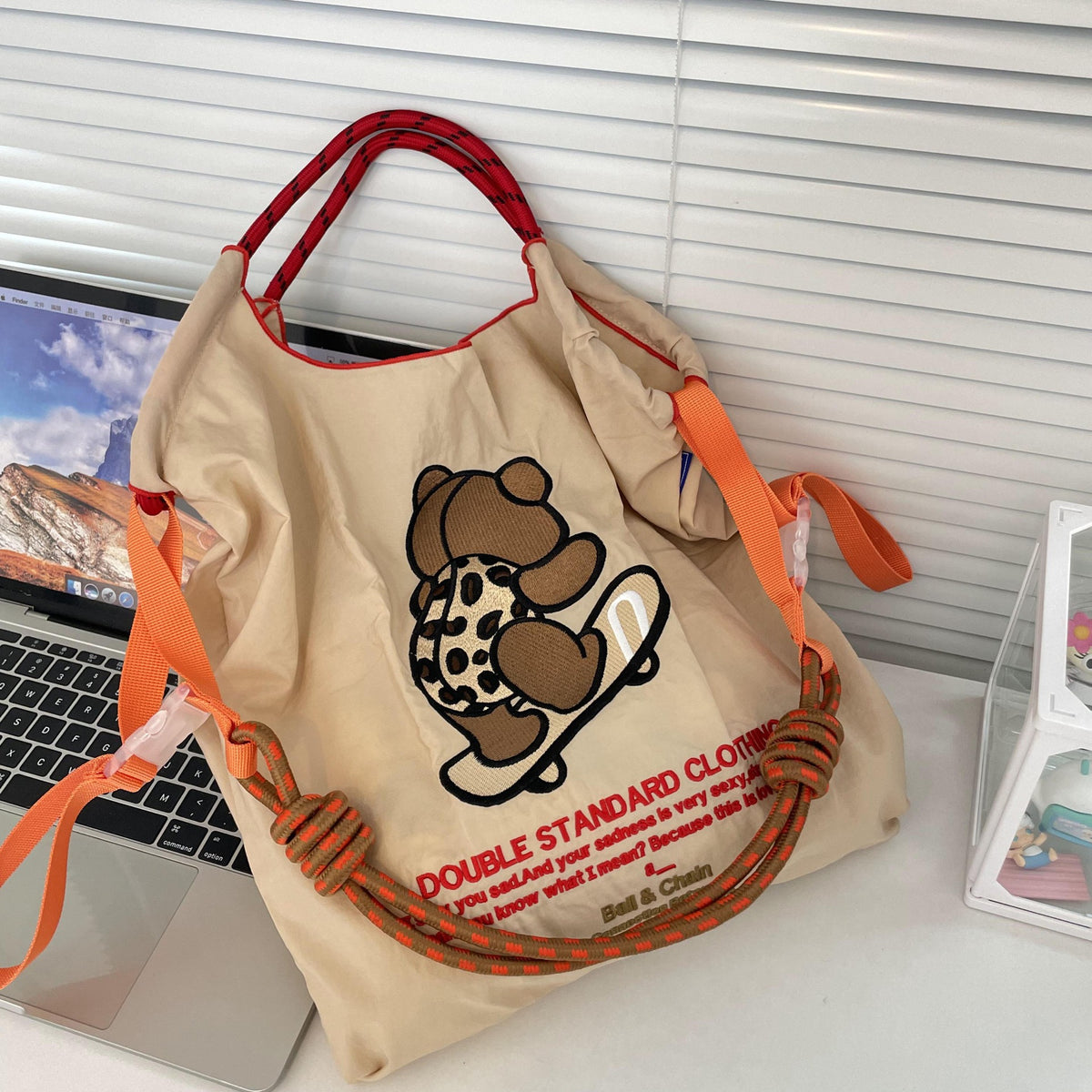 Niche Embroidered Nylon Shopping Juice Portable Women's Handbag