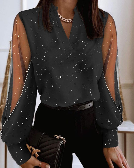 Women's Fashion Lace Long Sleeve Shirt Blouses