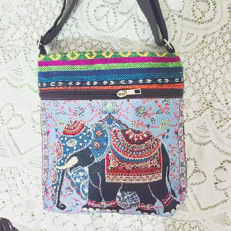 Women's Elephant Owl Shopping Canvas Trendy Women's Messenger Bag