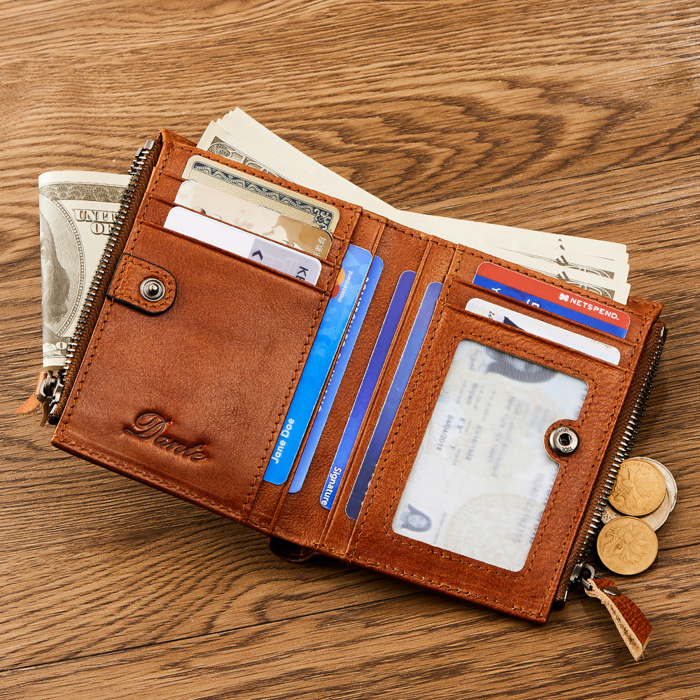 Layer Cowhide Rub Color Driving License Coin Purses