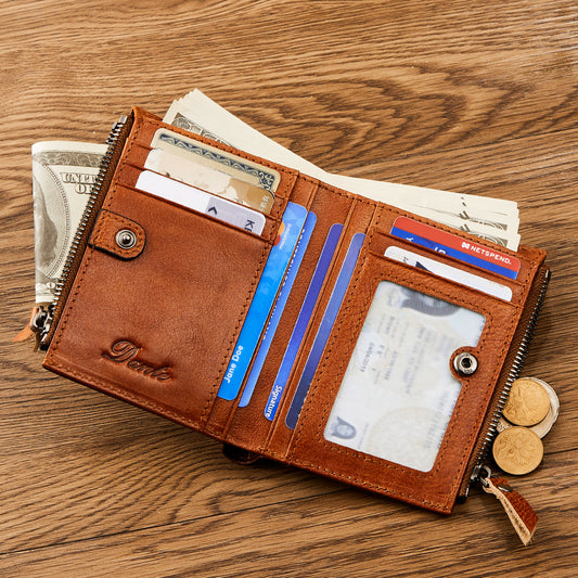 Layer Cowhide Rub Color Driving License Coin Purses