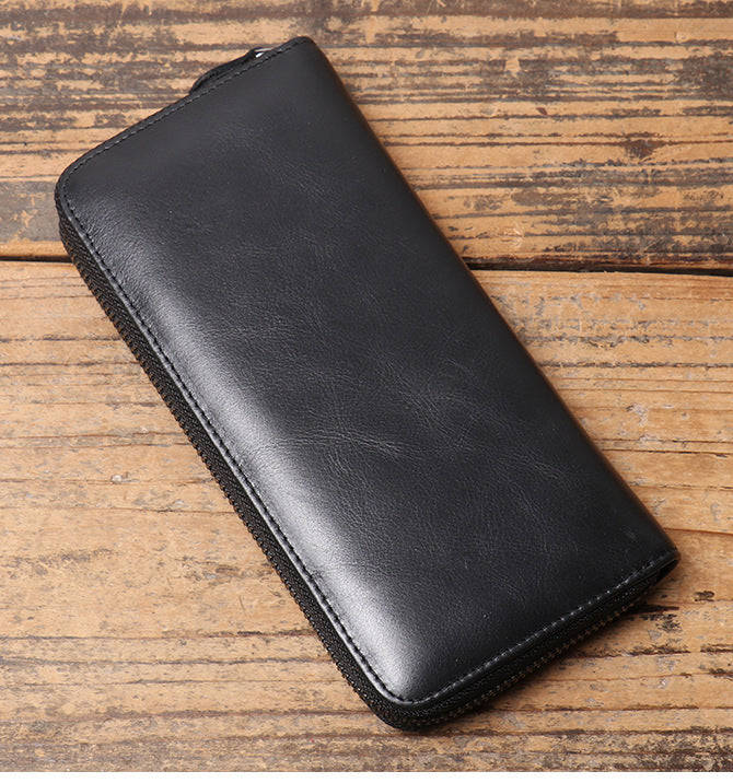 Women's & Men's & Antique Oil Wax Leather Multiple Ladies Wallets