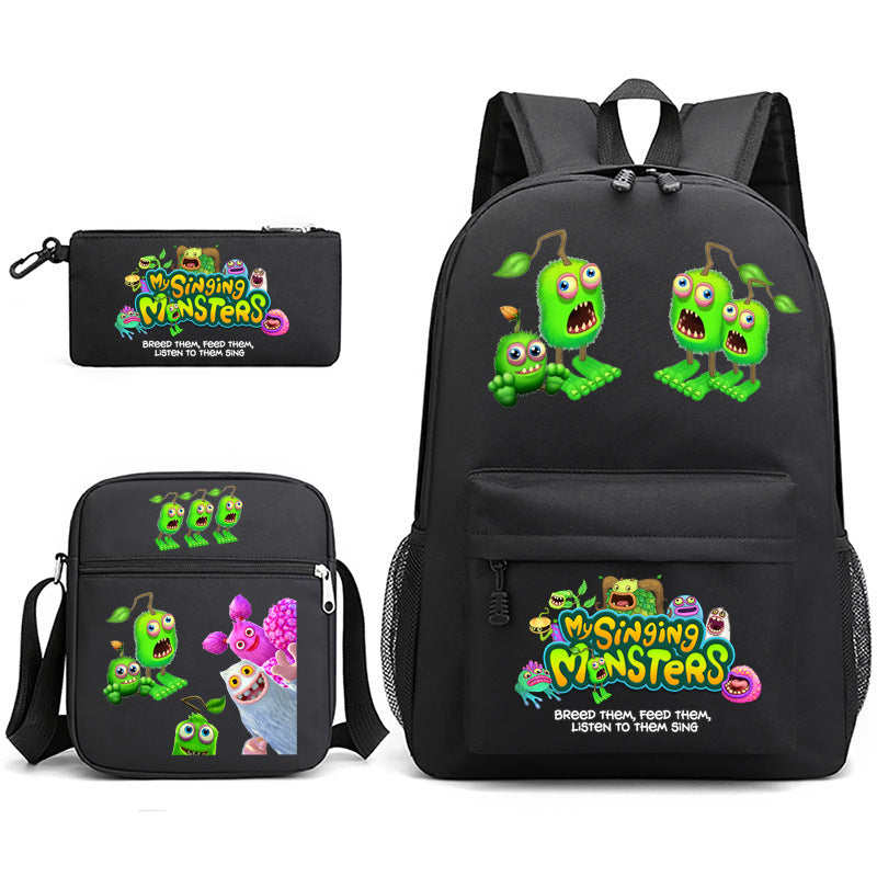 Game Monster Concert Pencil Three-piece Set Backpacks