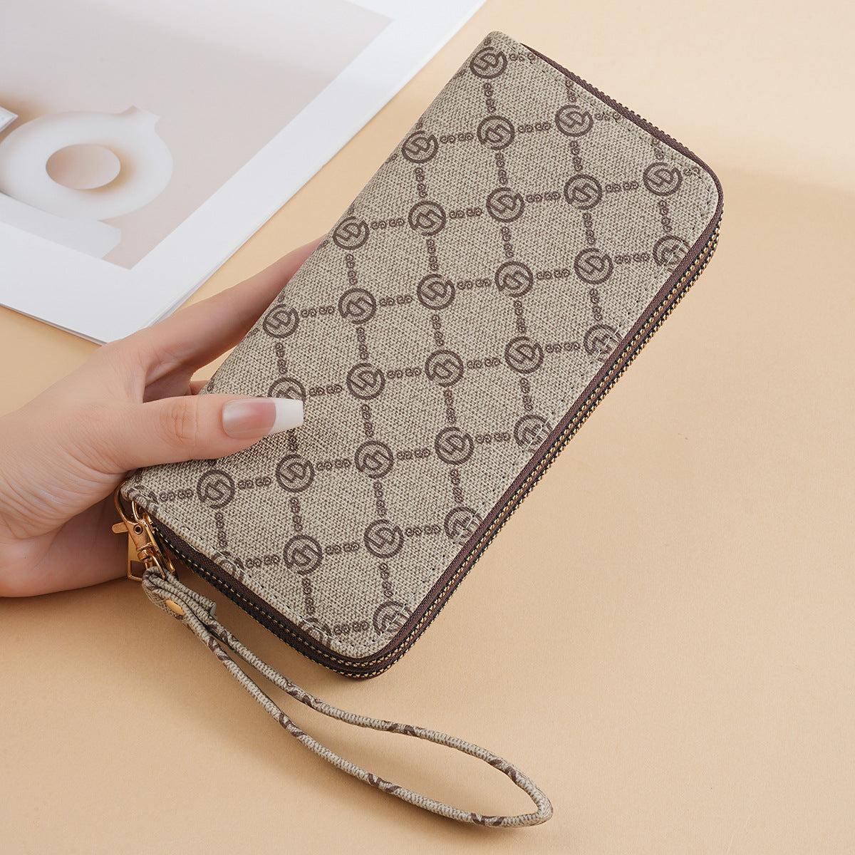 Women's Double Zipper Retro Presbyopic Long Portable Handbags