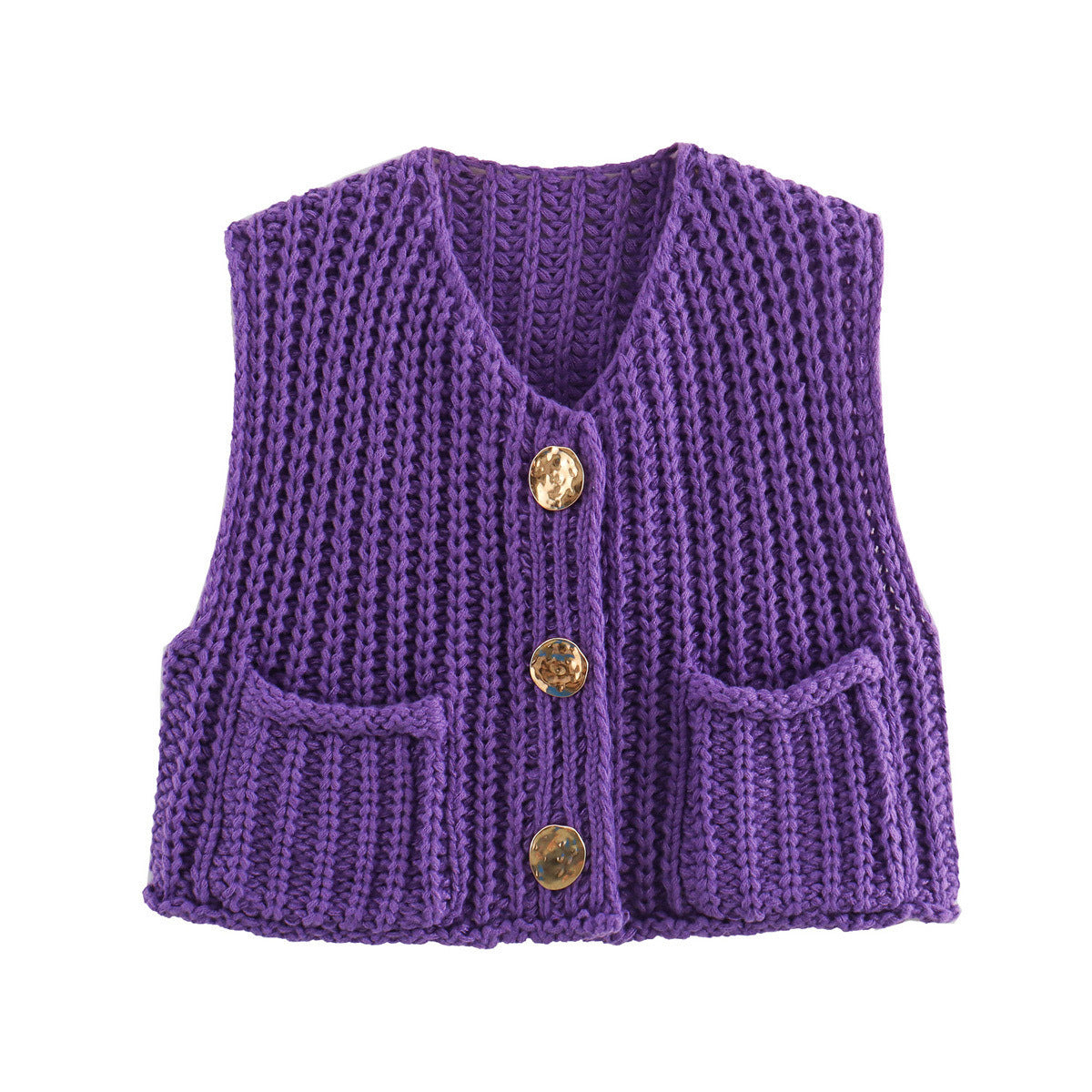 Women's Casual Pocket Sleeveless Knitted Waistcoat Vests