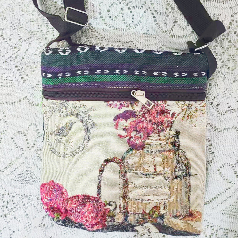Women's Elephant Owl Shopping Canvas Trendy Women's Messenger Bag
