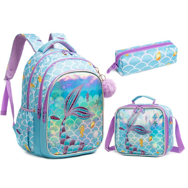 Sequined Cute Cartoon Primary Inch Three-piece Elementary School Students' Schoolbags
